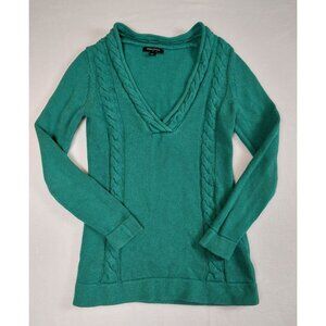Banana Republic Teal Green Cable knit V Neck Sweater Sz S